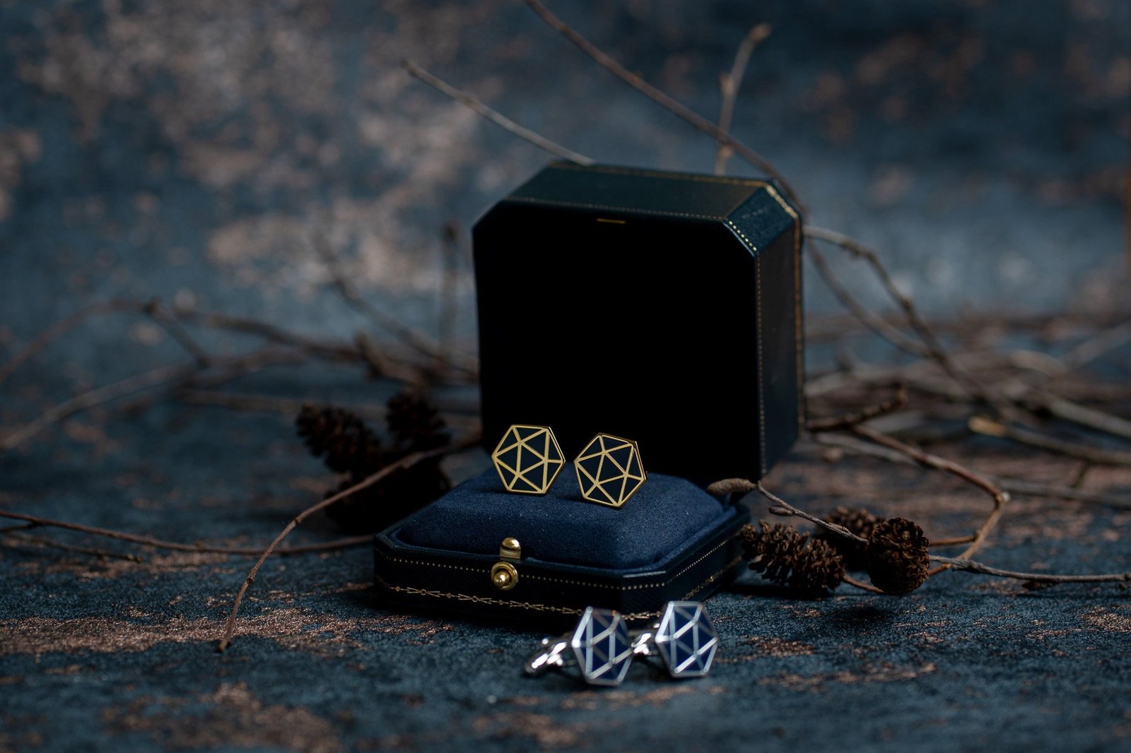 D20 Dice Cufflinks: Silver or Gold - Range of Enamel Colors - DnD Geeky Formalwear