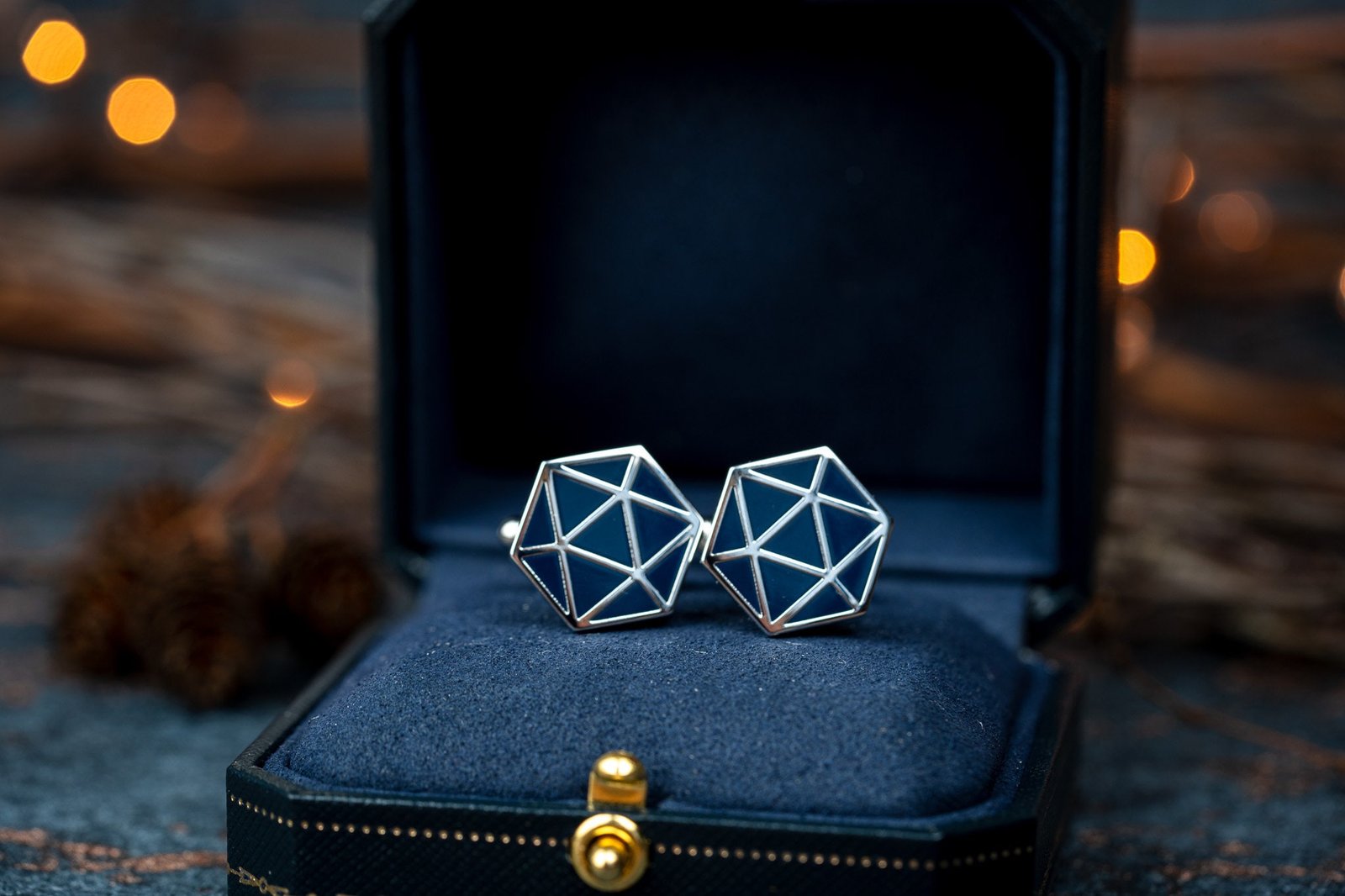 D20 Dice Cufflinks: Silver or Gold - Range of Enamel Colors - DnD Geeky Formalwear