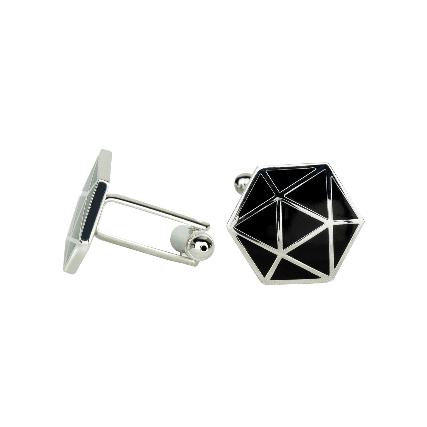 D20 Dice Cufflinks: Silver or Gold - Range of Enamel Colors - DnD Geeky Formalwear