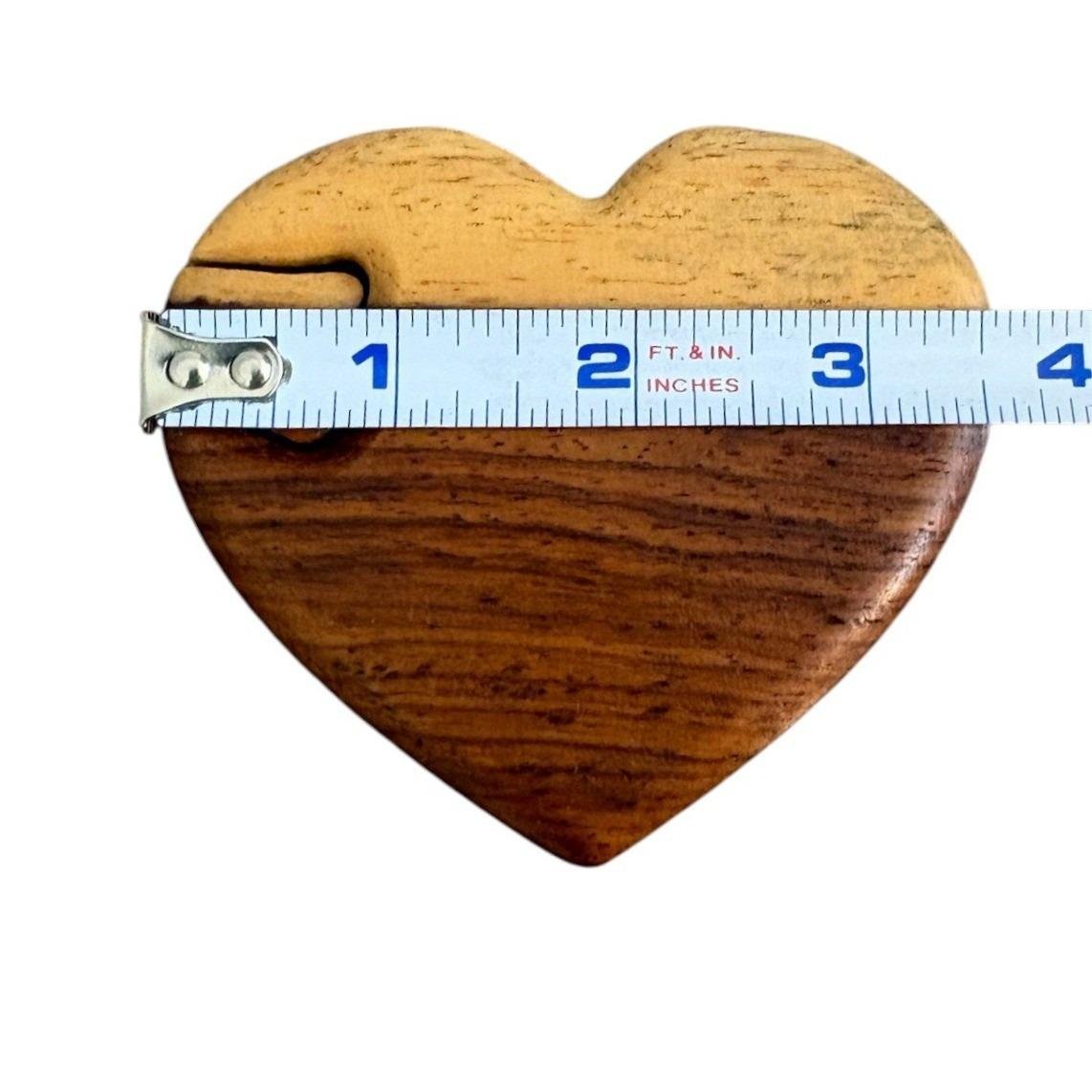 Handmade Two Tone Wood Heart Puzzle Box Secret Trinket Jewelry Case 3.5 Inch