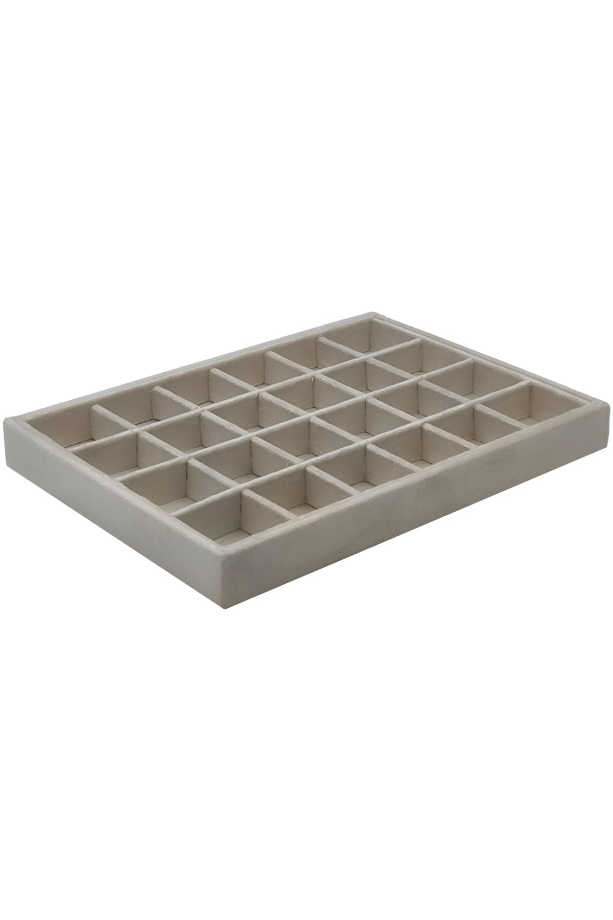 Homebiente Krem 24’lü Yüzük Takı Kutusu – Kadife Flok Kumaş | 24x34 cm