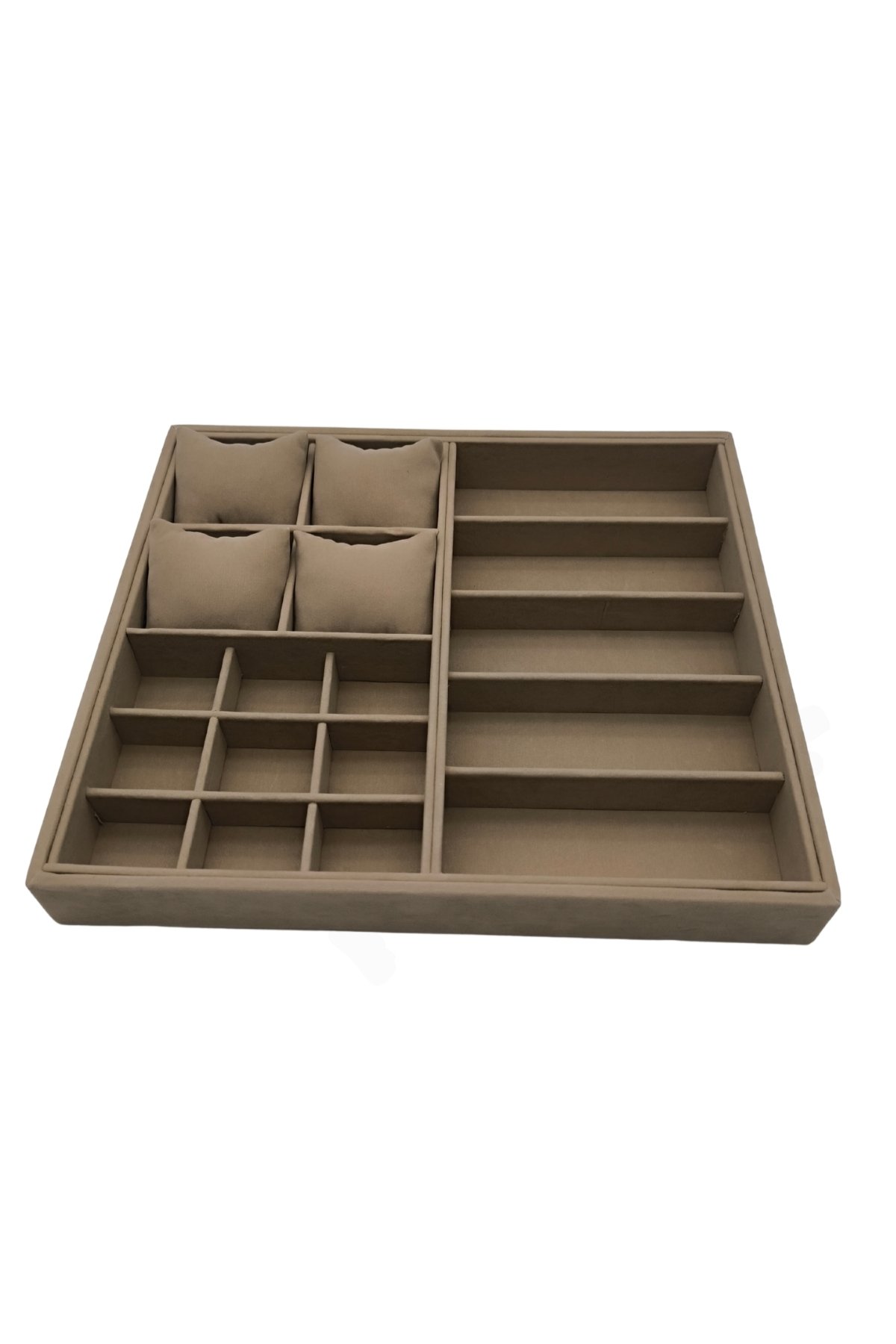 Homebiente Sütlü Kahve Kadife Takı Organizer 35x31 cm Saat Gözlük Kutusu